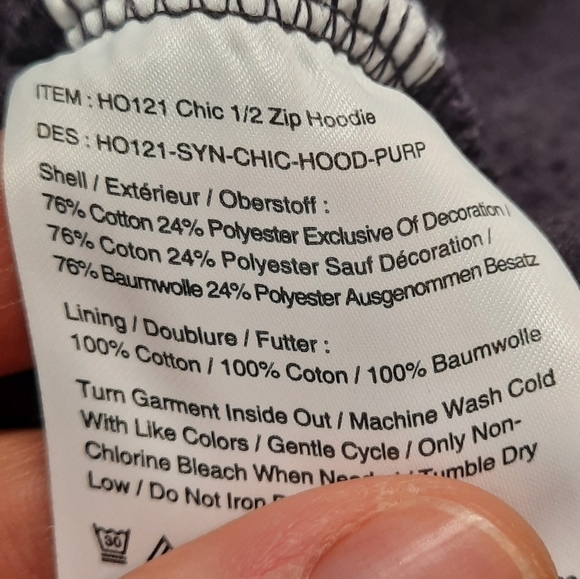 PETLOTON (Women's Medium) Chic 1/2 Zip Pullover Hoodie Purple- Arm Spellout - Picture 8 of 9